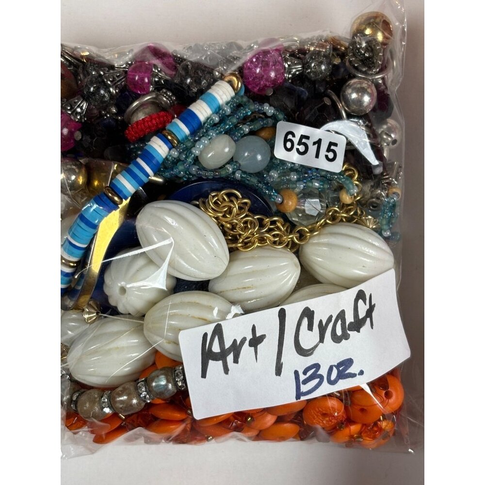 Mixed Jewelry Lot For Art & Craft Projects 13oz White Beads Blue Bracelets Orang
